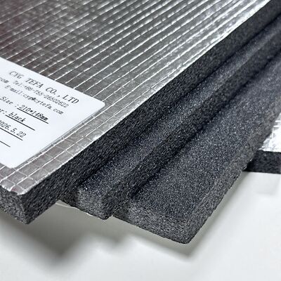 Semi Open Cell PO Foam Black Acoustic Insulation Sheets Laminated With Aluminum Foil And Self Adhesive Base Effective Noise Reduction Heat Isolation For Air Duct Systems And General Construction