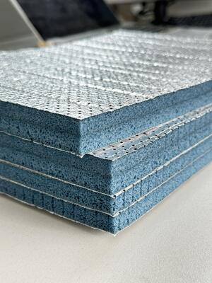 Semi Open Cell Polyolefin PO Acoustic Foam dengan Lapisan Foil Aluminium dan Backing Adhesive Premium Noise Reduction Insulation Boards tahan api dan mudah dipasang untuk sistem ventilasi