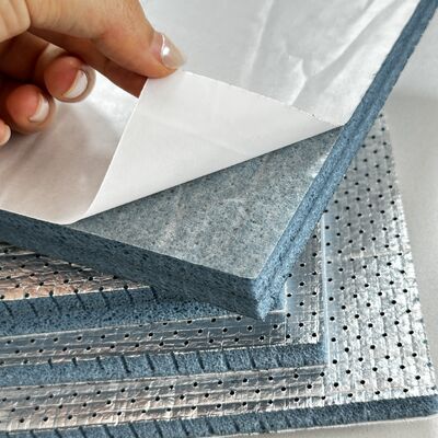 Semi Open Cell Polyolefin PO Acoustic Foam dengan Lapisan Foil Aluminium dan Backing Adhesive Premium Noise Reduction Insulation Boards tahan api dan mudah dipasang untuk sistem ventilasi